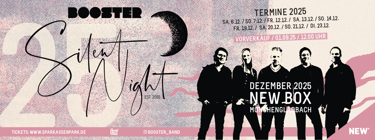 Banner der Veranstaltung Silent Night von der Band Booster in  Mönchengladbach