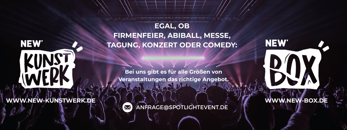 Banner für Veranstaltungräume im  new Kunstwerk der new Box in Mönchengladbach