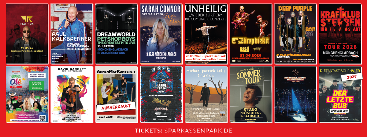 Anzeige Konzerte im SparkassenPark Mönchengladbach 2026